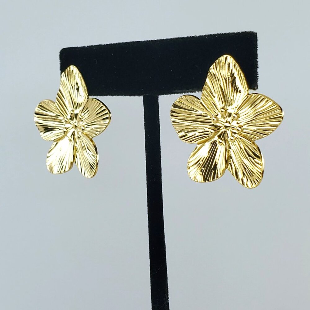 14K Gold Womens Flower Earrings Ladies 14 Karat 925 Silver Floral Style Jewelry - Picture 8 of 8